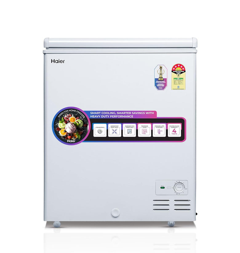 Haier HFC-230SM5, 5 Star Rating Single Door Convertible Deep Freezer, Heavy Duty Compressor with inside metal Liner, Compact Design with Removable Gasket (White)