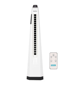 Symphony Surround-i High Speed Bladeless Technology Tower Fan for Home With Touchscreen Control Panel, Remote, and Swivel Action (White)