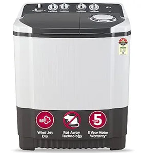 LG 7Kg Semi Automatic Top Load Washing Machine, Rat Away Technology, Dark Gray : P7020NGAZ