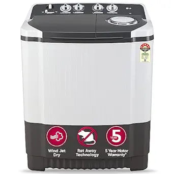 LG 7Kg Semi Automatic Top Load Washing Machine, Rat Away Technology, Dark Gray : P7020NGAZ