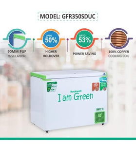 Rockwell 315 Ltr 5 Star Convertible GREEN Deep Freezer, Single Door -GFR350SDUC (10 yr Warranty on cooling coil,Upto 53% Power Saving,100% copper coil)