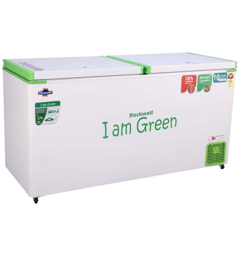 ROCKWELL 523 Ltr 5 Star Convertible GREEN Deep Freezer, Double Door - GFR550DDUC (10 yr Warranty on cooling coil,Upto 53% Power Saving,100% copper coil)