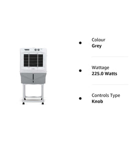 Symphony JUMBO 65 DB Desert Air Cooler 61-litres, with Trolley, Powerful Double Blower, Fully Closable Louvers, 3-Side Cooling Pads (Grey)