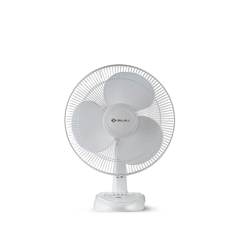 Bajaj Esteem Table Fan 400 MM | Table Fans for Home & Office | Low Power Consumption | 100% Copper Motor | Voltage Protection | High Air Delivery | High RPM | 3-Speed Control | 2-Yr Warranty | White