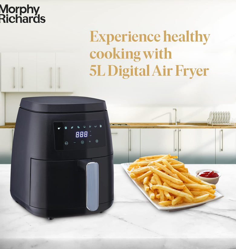 Morphy Richards 5L Digital Air Fryer For Home|1500W Airfryer With Digital Control|Dual Fan Technology|Adjustable Time & Temperature Control