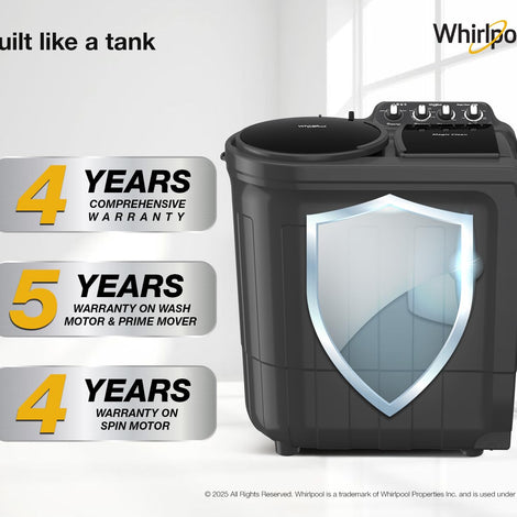 Whirlpool 8 Kg 5 Star Semi-Automatic Top Loading Washing Machine (ACE 8.0 TURBO DRY, Black)