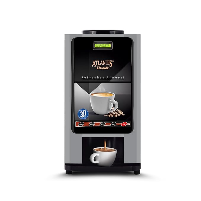 ATLANTIS Classic 4 Lane Tea/Coffee Vending Machine - 3 Liters Hot Tank | Premix Based Instant Hot Beverage Dispenser for Offices, Shops and Institutions