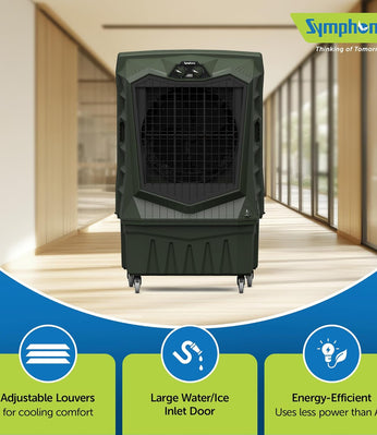 Symphony Air Force 120 Desert Air Cooler | Extra Powerful Air Throw | Robust, Weather resistant Body | Heavy Duty Air Cooler | 375W Energy-Efficient Cooling | Auto Louver | 1-Year Warranty