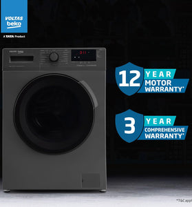 Voltas Beko, A Tata Product 8 Kg 5 Star Inverter Quick wash Fully-Automatic Front Loading Washing Machine (WFL8012B7JVBKA/AXV, Anthracite, In buit Heater/Hygiene steam) with 5 year comprehensive warranty