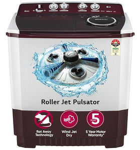LG 10.5 kg 5 Star Wind jet dry Semi-Automatic Top Load Washing Machine (P105ASRAZ, Burgundy, Roller Jet Pulsator)