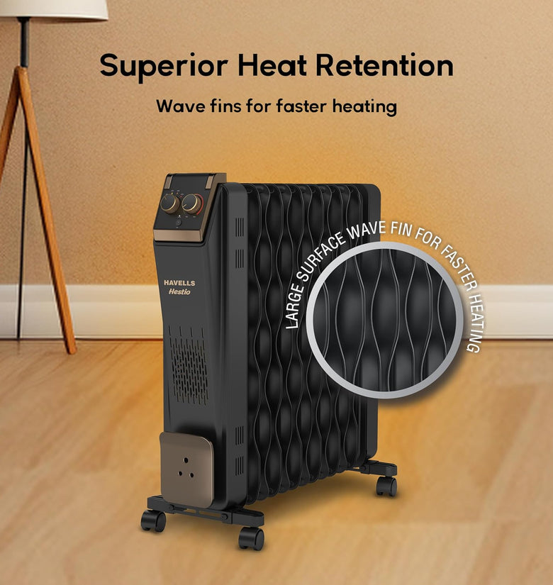 Havells 9 Fin Hestio Wave Fin OFR (Oil Filled Radiator)|Room Heater|24 ...