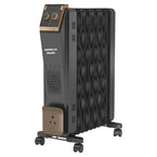 Havells 9 Fin Hestio Wave Fin OFR (Oil Filled Radiator)|Room Heater|2400 W|3 Heat Settings & PTC Fan Heater|Inclined Control Panel|Retractable Wheels| Comfortable Breathing|360° Heating (Black)