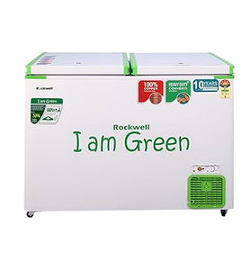 ROCKWELL 280 Ltr, 5 Star, Convertible GREEN Deep Freezer, Double Door, with 10 yrs. Warranty on Cooling Coil and Upto 53% Power Saving