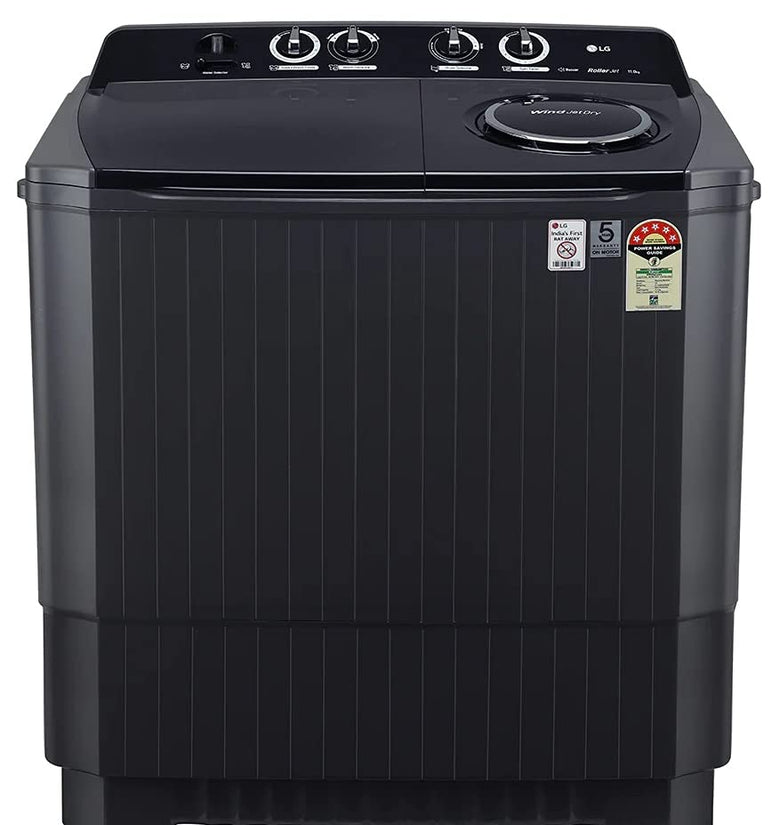 LG 11 kg 5 Star Semi-Automatic Top Loading Washing Machine (P1155SKAZ, Middle Black, Roller Jet Pulsator), large