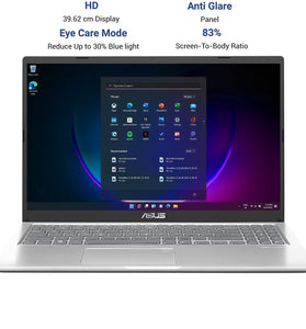 ASUS VivoBook 15 (2020), 39.6 cm HD, Dual Core Intel Celeron N4020, Thin and Light Laptop (4GB RAM/1 TB HDD/Integrated Graphics/Windows 11 Home/Transparent Silver/1.8 Kg), X515MA-BR001W
