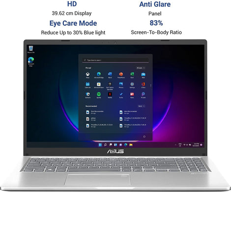 ASUS VivoBook 15 (2020), 39.6 cm HD, Dual Core Intel Celeron N4020, Thin and Light Laptop (4GB RAM/1 TB HDD/Integrated Graphics/Windows 11 Home/Transparent Silver/1.8 Kg), X515MA-BR001W