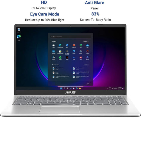 ASUS VivoBook 15 (2020), 39.6 cm HD, Dual Core Intel Celeron N4020, Thin and Light Laptop (4GB RAM/1 TB HDD/Integrated Graphics/Windows 11 Home/Transparent Silver/1.8 Kg), X515MA-BR001W