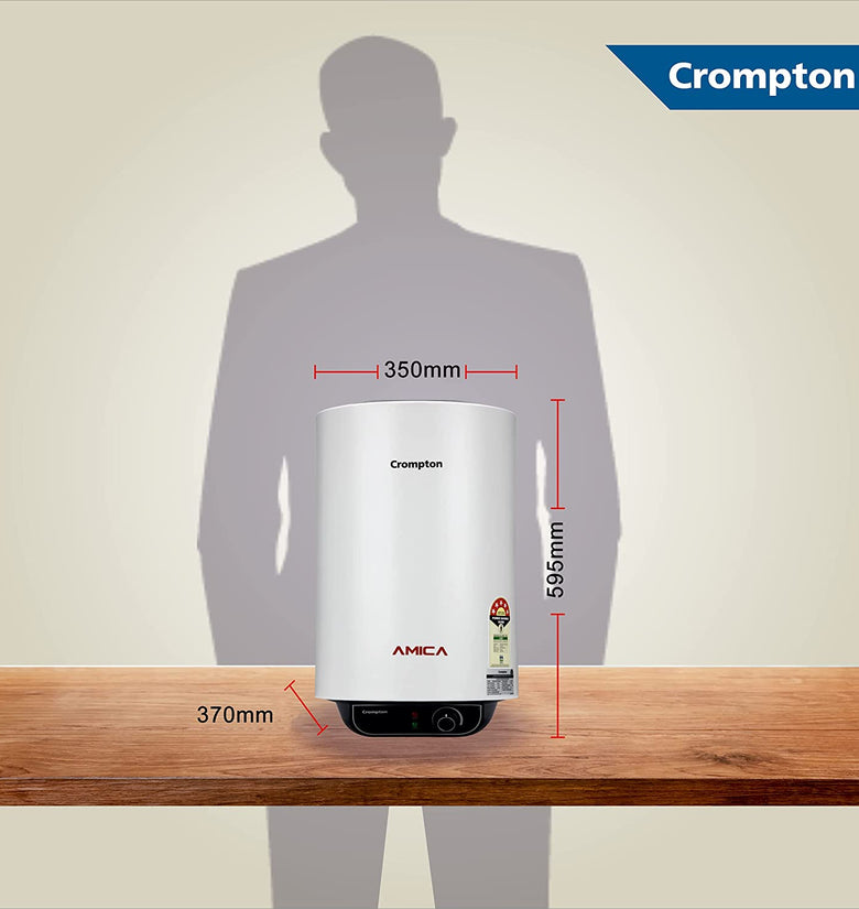 Crompton Amica 25-L 5 Star Rated Storage Water Heater with Free Installation and Connection Pipes (White) - 1shoppingstore
